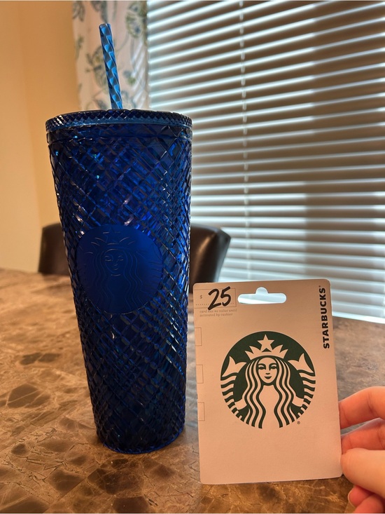 Starbucks Other - Starbucks 2022 Azure Blue Cold Cup Tumbler 24 oz + Starbucks $25 gift card
